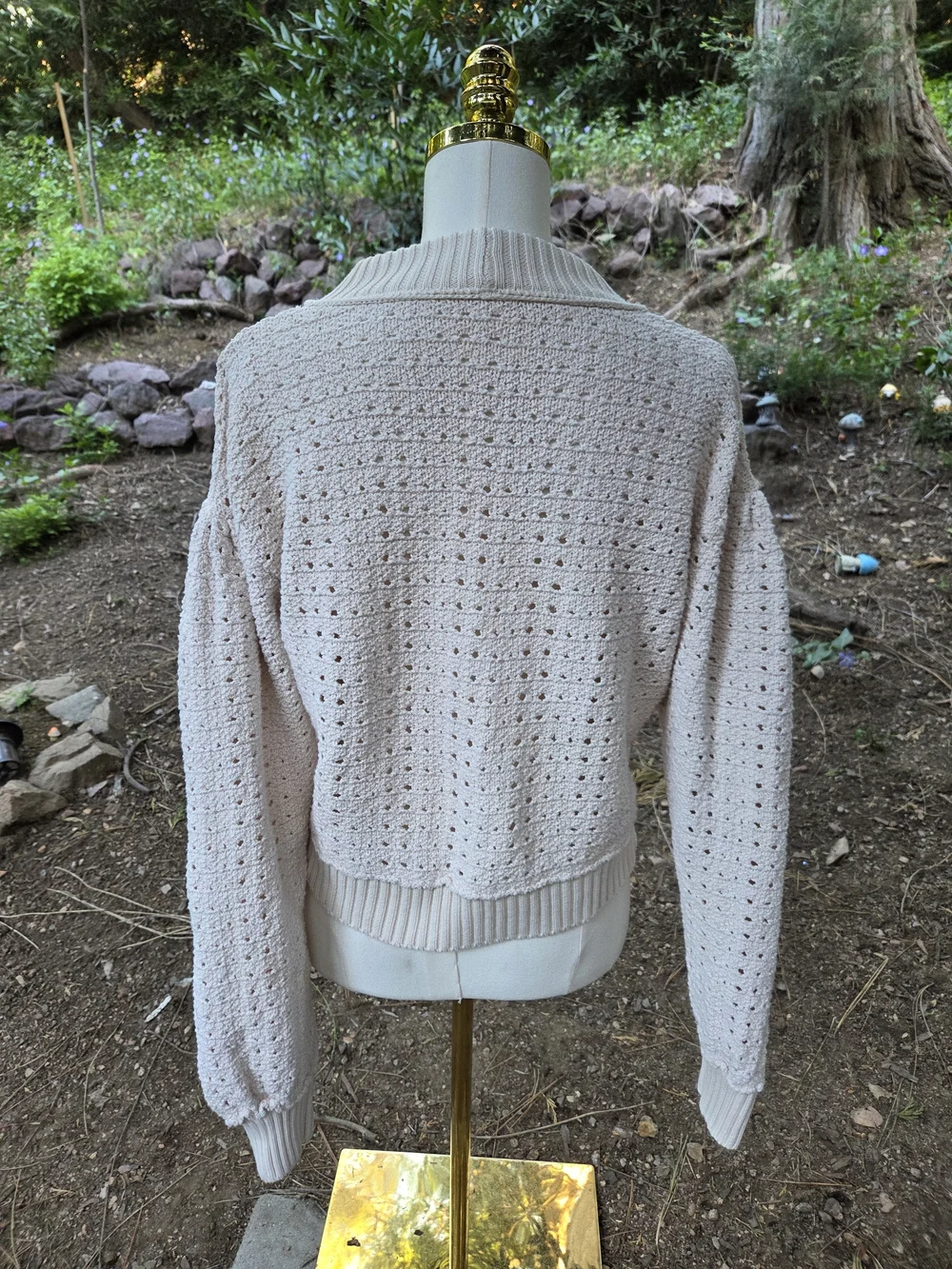 Free People Paper Doll Open Knit Chunky  Ivory Pullover Sweater Size‎ Medium